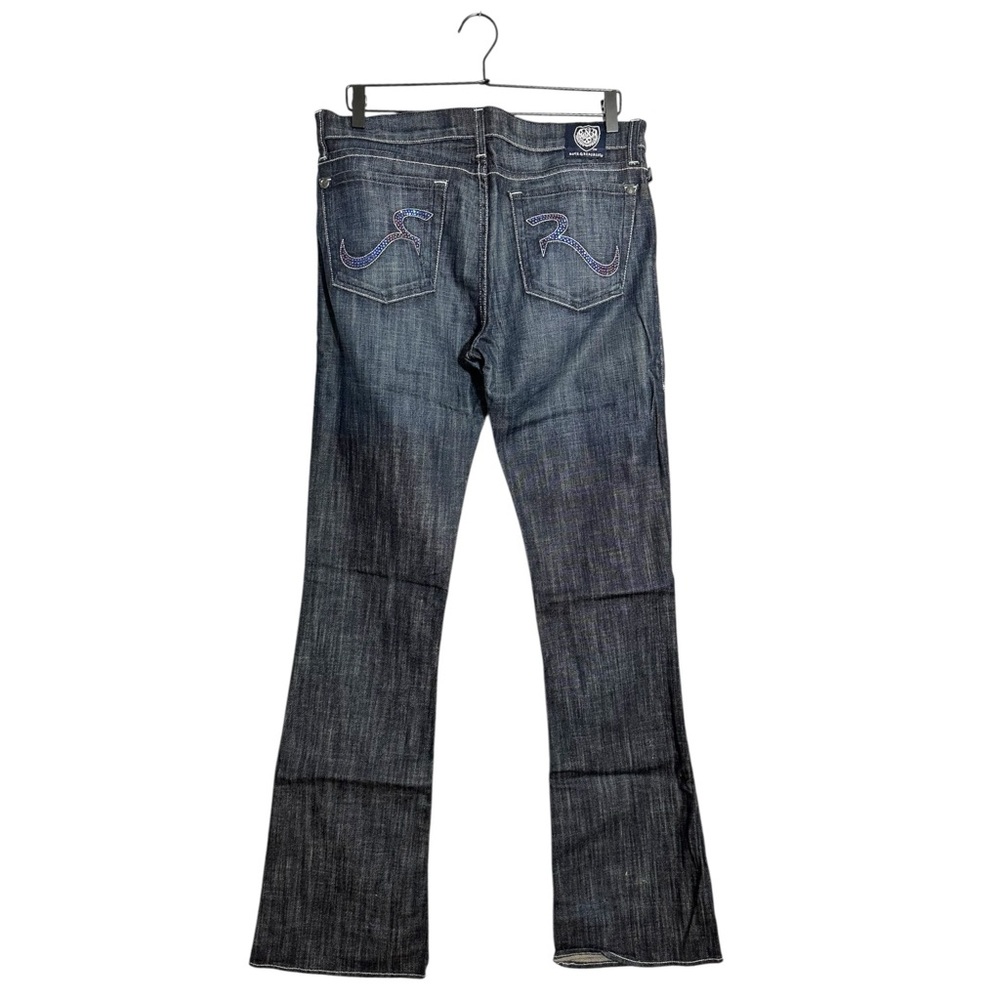 Rock & Republic Original Kasandra Rhinestone Logo Bootcut Jeans Size 31 Y2K